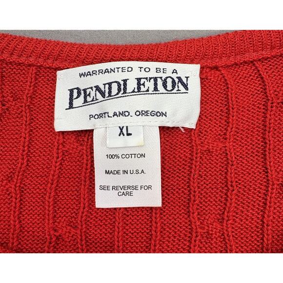 Pendleton Red Cable Knit Short Sleeve Sweater 100% Cotton Size XL NWT - Picture 4 of 7